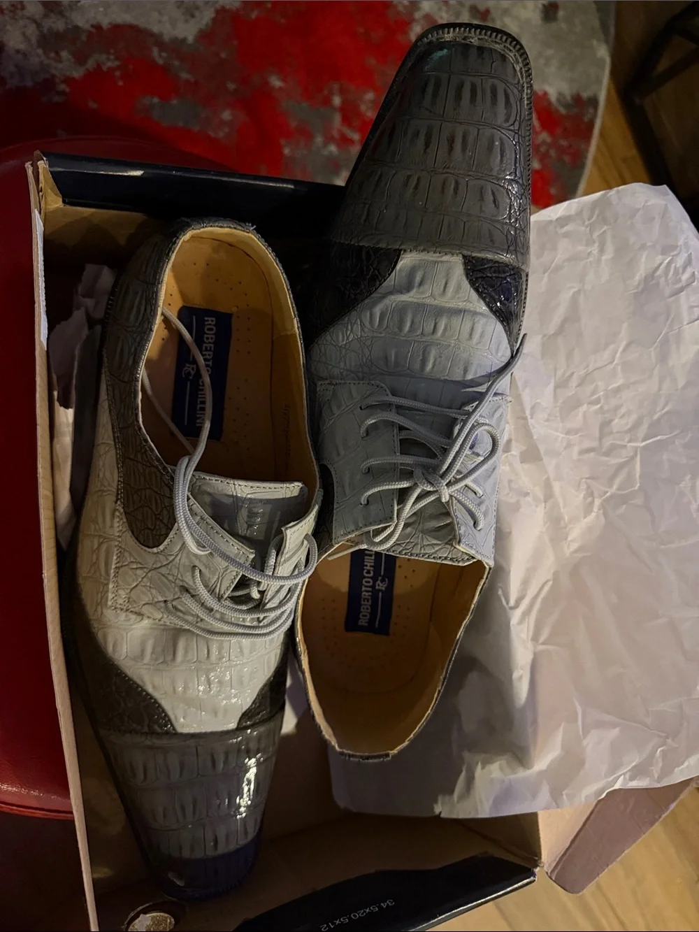 Roberto Chillini Men’s Gray Textured Dress Shoes – Size 13